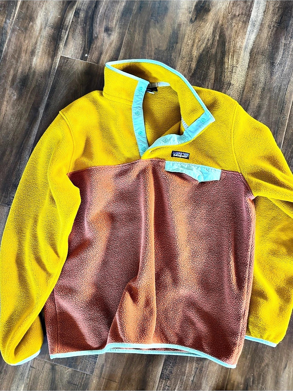 Patagonia Lightweight Synchilla Snap-T Pullover Fleece Jacket Yellow & Brown